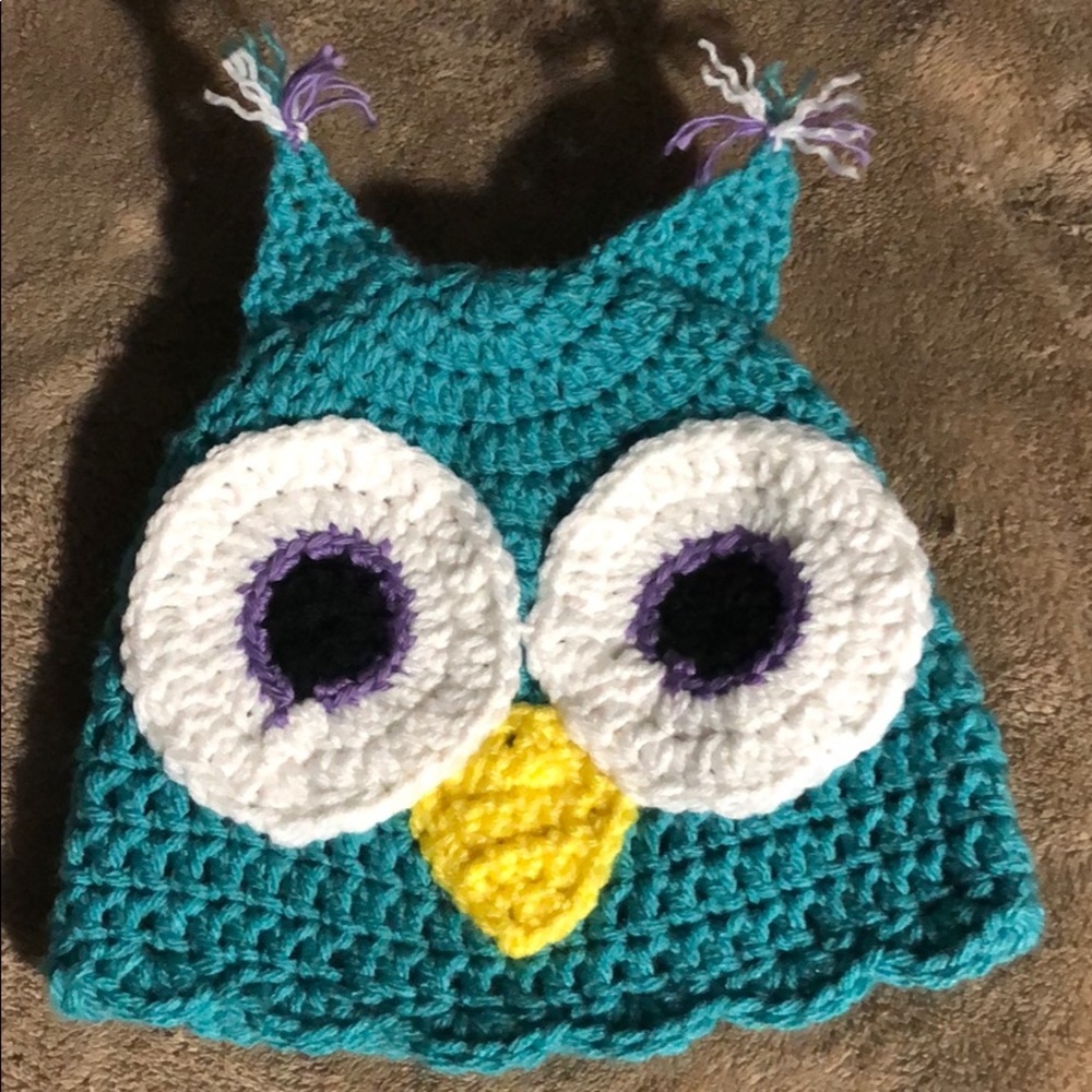 Handmade Crochet owl beanie